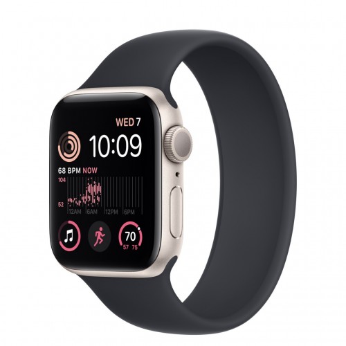 Apple Watch SE 2 40 мм (алюминиевый корпус, звездный свет/темно-серый, силиконовый ремешок) фото 1