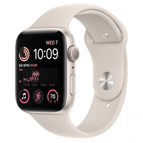 Apple Watch SE 2 44 мм (алюминиевый корпус, звездный свет/звездный свет, спортивный силиконовый ремешок)