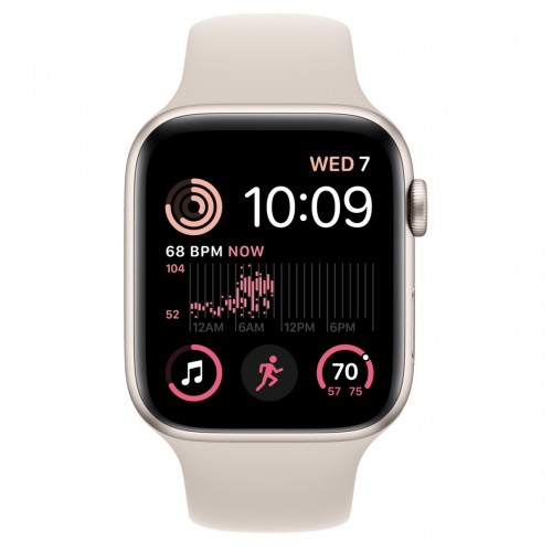 Apple Watch SE 2 44 мм (алюминиевый корпус, звездный свет/звездный свет, спортивный силиконовый ремешок) фото 2