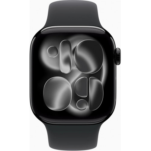 Apple Watch Series 11 42 мм (алюминиевый корпус, черный/черный, спортивный силиконовый ремешок) фото 2