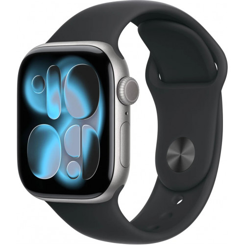 Apple Watch Series 11 42 мм (алюминиевый корпус, космический серый/черный, спортивный силиконовый ремешок)