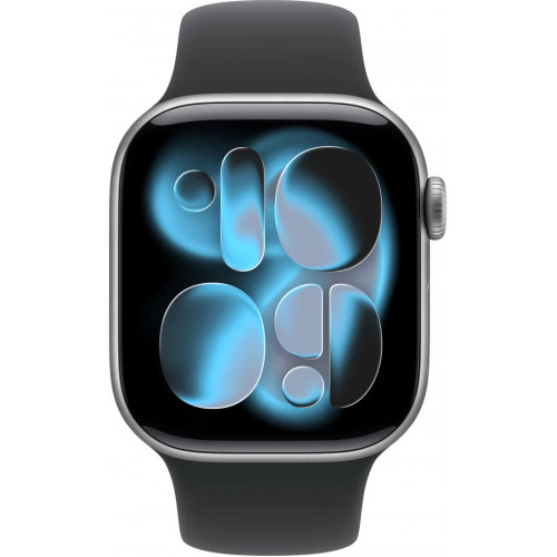 Apple Watch Series 11 42 мм (алюминиевый корпус, космический серый/черный, спортивный силиконовый ремешок) фото 2