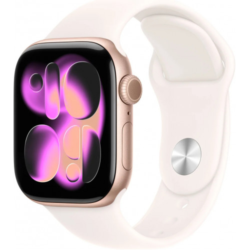 Apple Watch Series 11 42 мм (алюминиевый корпус, розовое золото/легкие румяна, спортивный силиконовый ремешок)