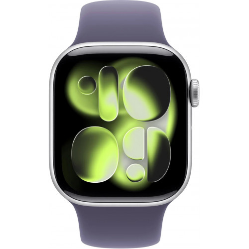 Apple Watch Series 11 46 мм (алюминиевый корпус, серебристый/фиолетовый туман, спортивный силиконовый ремешок) фото 2