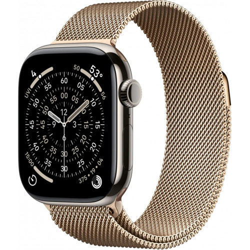 Apple Watch Series 11 LTE 42 мм (титановый корпус, природный/золотистый, миланская петля)