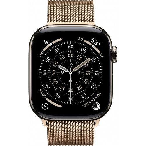 Apple Watch Series 11 LTE 42 мм (титановый корпус, природный/золотистый, миланская петля) фото 2