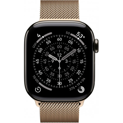 Apple Watch Series 11 LTE 42 мм (титановый корпус, сланец/золотистый, миланская петля) фото 2