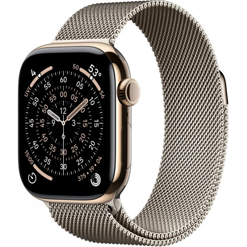 Apple Watch Series 11 LTE 42 мм (титановый корпус, золотистый/природный, миланская петля)