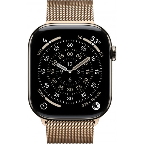 Apple Watch Series 11 LTE 46 мм (титановый корпус, природный/золотистый, миланская петля) фото 2