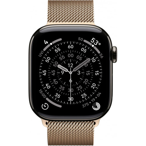 Apple Watch Series 11 LTE 46 мм (титановый корпус, сланец/золотистый, миланская петля) фото 2