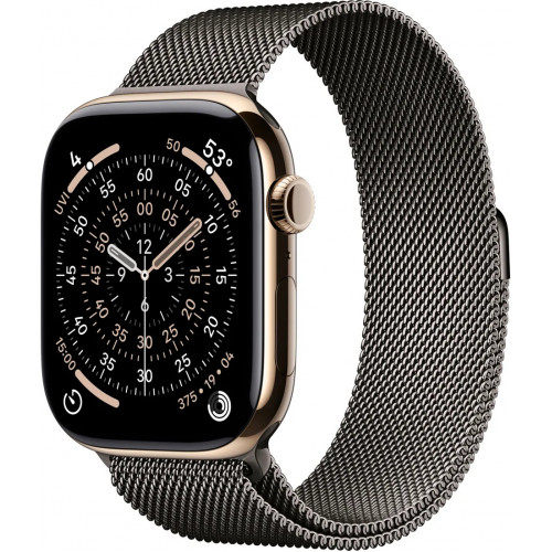 Apple Watch Series 11 LTE 46 мм (титановый корпус, золотистый/сланец, миланская петля)