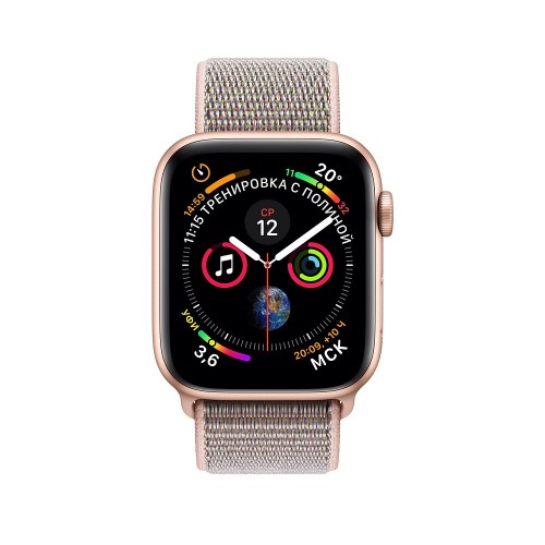 Apple Watch Series 4 44 мм (алюминий золотистый/нейлон розовый песок) фото 2