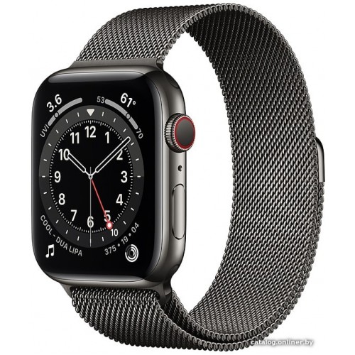 Apple Watch Series 6 LTE 44 мм (сталь графитовый/миланский черный) фото 1