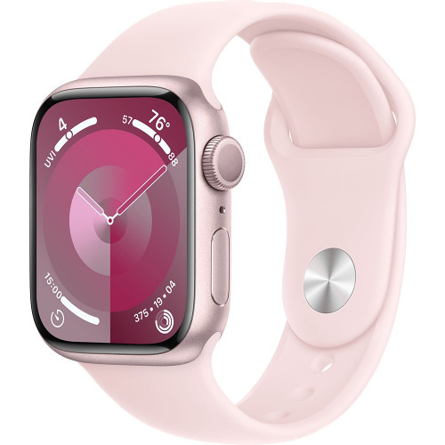 Apple Watch Series 9 41 мм (алюминиевый корпус, розовый/розовый, спортивный силиконовый ремешок M/L)