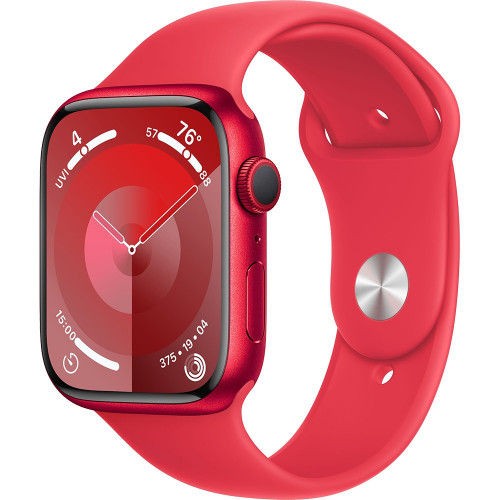 Apple Watch Series 9 45 мм (алюминиевый корпус, красный/красный, спортивный силиконовый ремешок M/L)