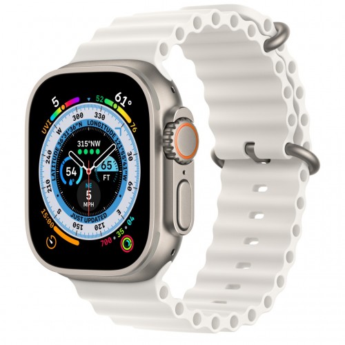 Apple Watch Ultra LTE 49 мм (титановый корпус, титановый/белый, ремешок из эластомера) фото 1
