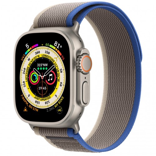 Apple Watch Ultra LTE 49 мм (титановый корпус, титановый/сине-серый, нейлоновый ремешок размера S/M) фото 1