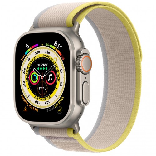Apple Watch Ultra LTE 49 мм (титановый корпус, титановый/желто-бежевый, нейлоновый ремешок размера M/L) фото 1