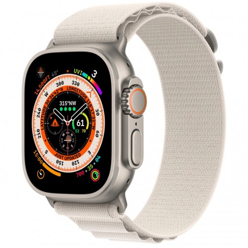 Apple Watch Ultra LTE 49 мм (титановый корпус, титановый/звездный свет, текстильный ремешок размера S) фото 1