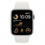 Apple Watch SE 2 44 мм (алюминиевый корпус, серебристый/белый, спортивный силиконовый ремешок) фото 2