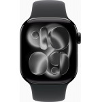 Apple Watch Series 11 42 мм (алюминиевый корпус, черный/черный, спортивный силиконовый ремешок) фото 2