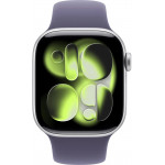 Apple Watch Series 11 42 мм (алюминиевый корпус, серебристый/фиолетовый туман, спортивный силиконовый ремешок) фото 2