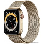 Apple Watch Series 6 LTE 44 мм (сталь золотистый/миланский золотой) фото 1