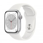 Apple Watch Series 8 41 мм (алюминиевый корпус, серебристый/белый, спортивный силиконовый ремешок) фото 1